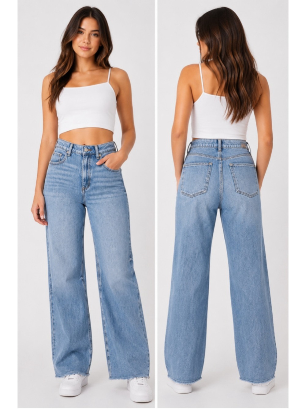 Rewash Super High Rise Wide Leg Jeans Women’s Approx 11/13 Raw Hem NWOT